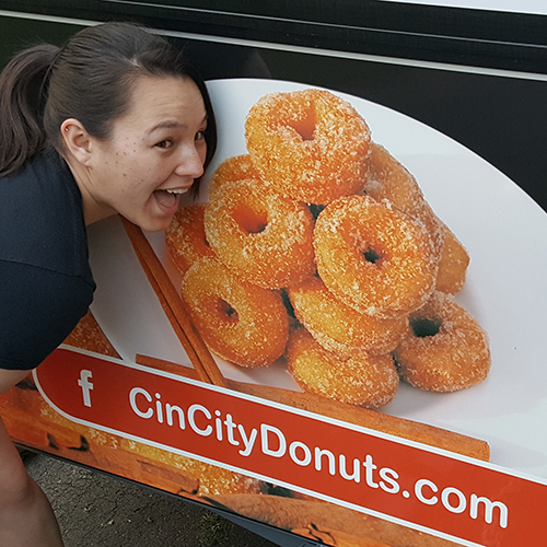 Having fun with Cin City Donuts trailer