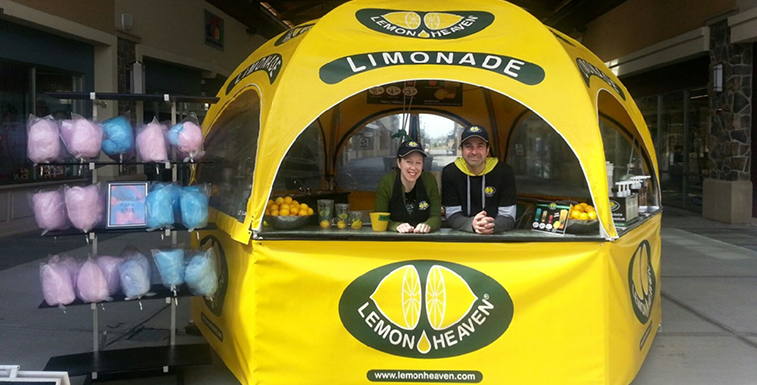 Lemon Heaven kiosk with cotton candy tree