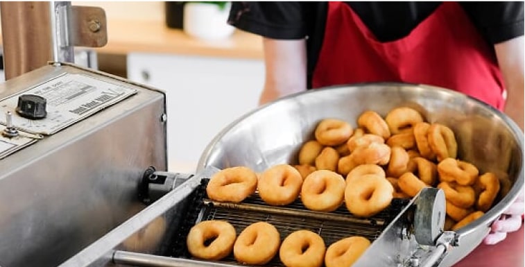 Donuts being made