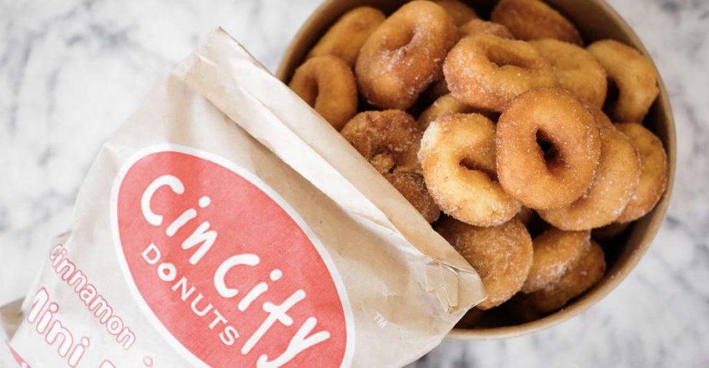 donuts pouring out of a bag